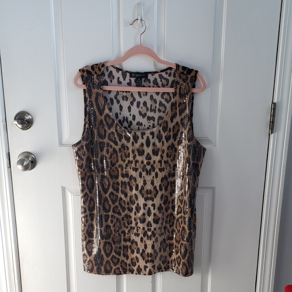 Inc Leopard Print Tank With Sequin Detailing. Siz… - image 1